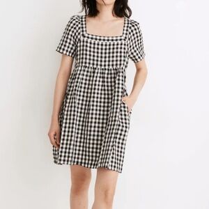Madewell Linen-Blend Gingham Mini Dress